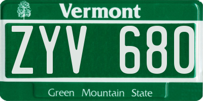 VT license plate ZYV680
