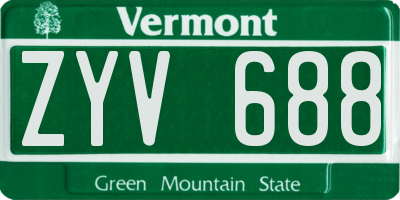 VT license plate ZYV688