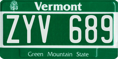 VT license plate ZYV689