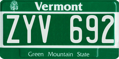 VT license plate ZYV692