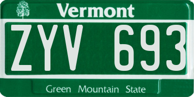 VT license plate ZYV693