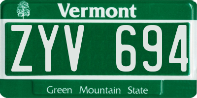VT license plate ZYV694