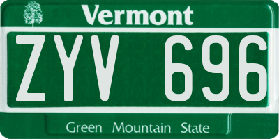 VT license plate ZYV696