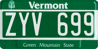 VT license plate ZYV699