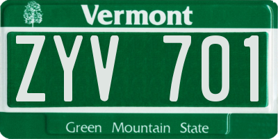 VT license plate ZYV701