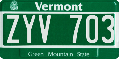 VT license plate ZYV703