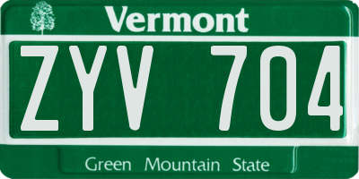 VT license plate ZYV704