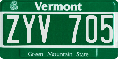VT license plate ZYV705