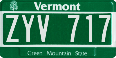 VT license plate ZYV717