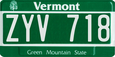 VT license plate ZYV718