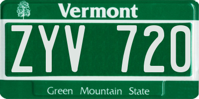 VT license plate ZYV720