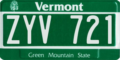 VT license plate ZYV721