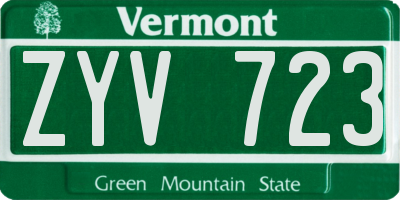 VT license plate ZYV723