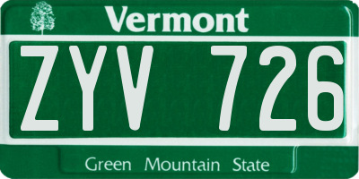 VT license plate ZYV726