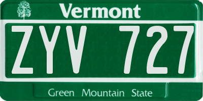 VT license plate ZYV727