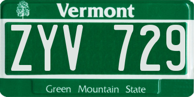 VT license plate ZYV729