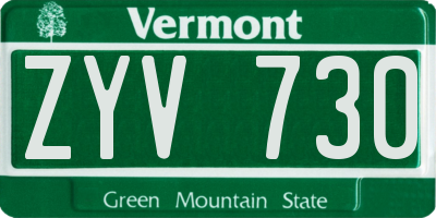 VT license plate ZYV730