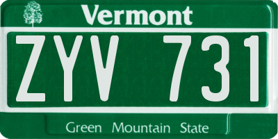 VT license plate ZYV731