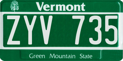 VT license plate ZYV735