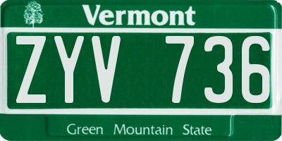 VT license plate ZYV736