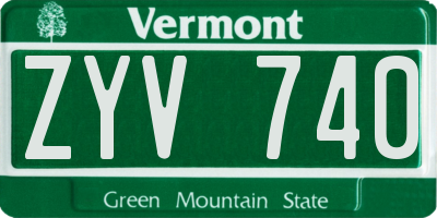 VT license plate ZYV740