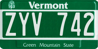 VT license plate ZYV742