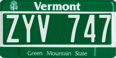 VT license plate ZYV747
