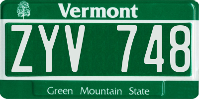 VT license plate ZYV748