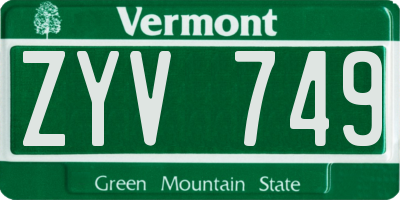 VT license plate ZYV749