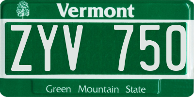 VT license plate ZYV750
