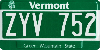 VT license plate ZYV752