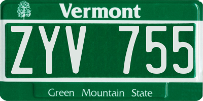 VT license plate ZYV755