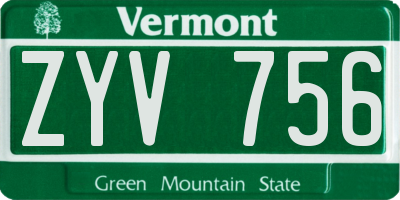 VT license plate ZYV756