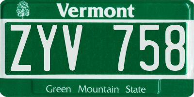VT license plate ZYV758