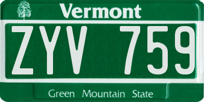 VT license plate ZYV759