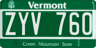 VT license plate ZYV760