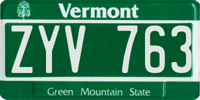 VT license plate ZYV763
