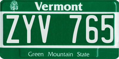 VT license plate ZYV765