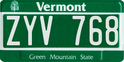 VT license plate ZYV768