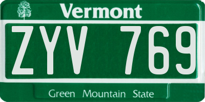 VT license plate ZYV769