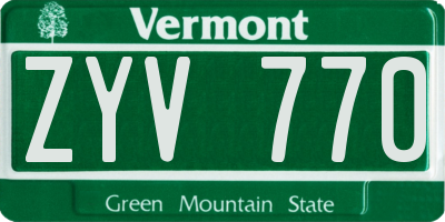 VT license plate ZYV770