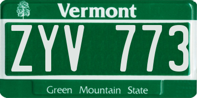 VT license plate ZYV773