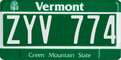 VT license plate ZYV774