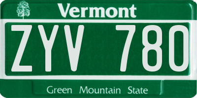 VT license plate ZYV780