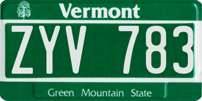 VT license plate ZYV783