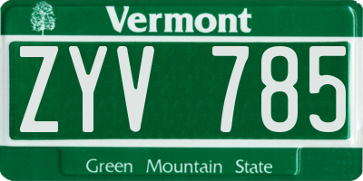 VT license plate ZYV785