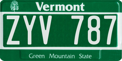 VT license plate ZYV787