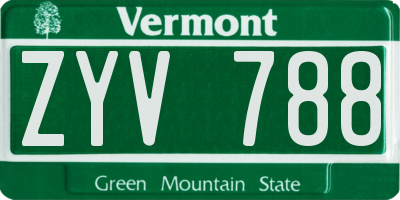 VT license plate ZYV788