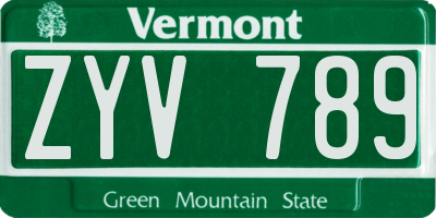 VT license plate ZYV789