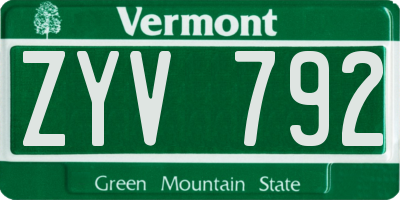 VT license plate ZYV792